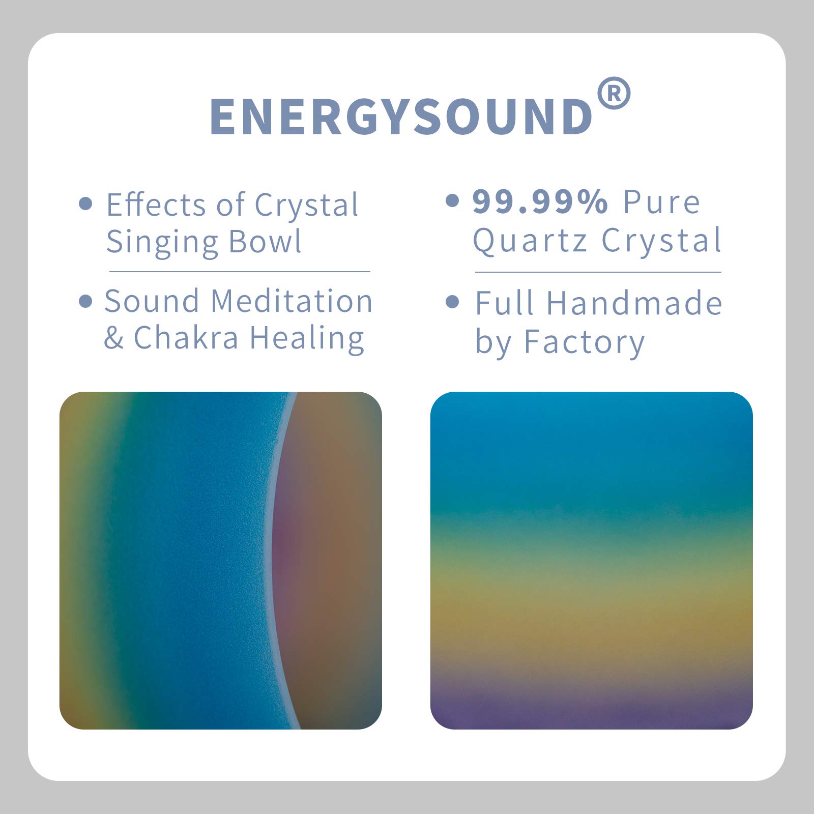 Campana Tibetana In Cristallo Di Quarzo ENERGYSOUND - Nota Sol 432Hz - Per Meditazione E Yoga - Blu - Foto 3