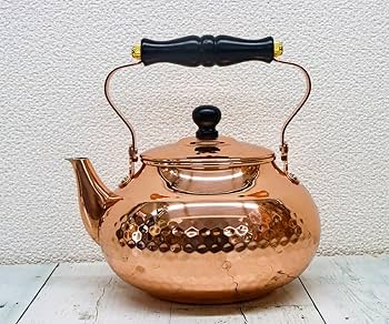 金正堂 銅製 打出鎚目 口蓋付 水次 割持手 湯沸かし やかん EG1-16 金正堂 銅製 打出鎚目 口蓋付 水次 割持手 湯沸かし やかん EG1-