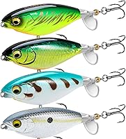 Vista 1 de PLUSINNO Señuelos de pesca de agua superior, 4 señuelos de pesca para lucioperca de trucha lucioperca lucioperca