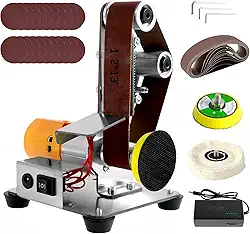 KZU Mini Lixadeira De Cinta Bancada, Afiador Facas Elétrico, Elétrica, Polidora E Máquina Lixar Para Marcenaria Metalurgia, 4000-9000 Rpm