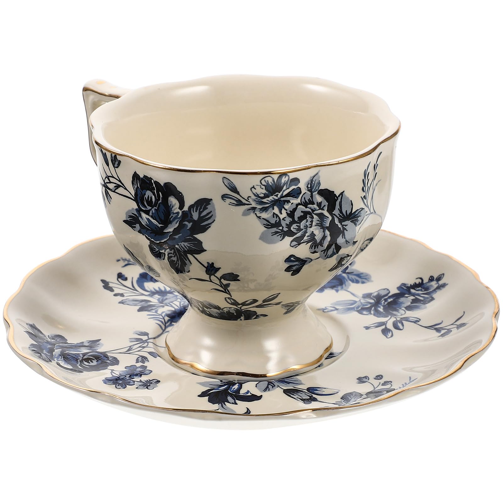 Tofficu 1 Set Tasse et Soucoupe en Céramique Ensemble Tasse et Soucoupe en Céramique à Café Vintage pour Thé de L'après-midi à Domicile