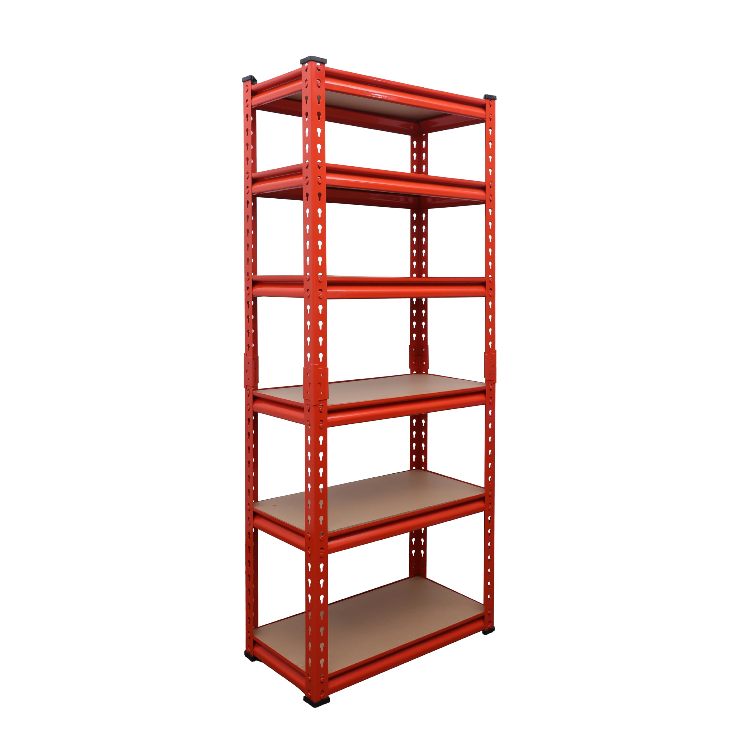 BonKaso Adjustable 6-Shelf Metal Storage Rack | Heavy-Duty Steel Boltless Rivet Utility Shelving Unit for Garage, Kitchen & Office | 62 Inches Height (62 x 24 x 12 in) – Orange