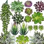 Anoak Artificial Succulent Plants - 16 Pcs Set Faux Succulents Unpotted Fake Succulent Plants, Premium Crafting DIY Floral Decor for Home Garden Office Party (High Realistic)