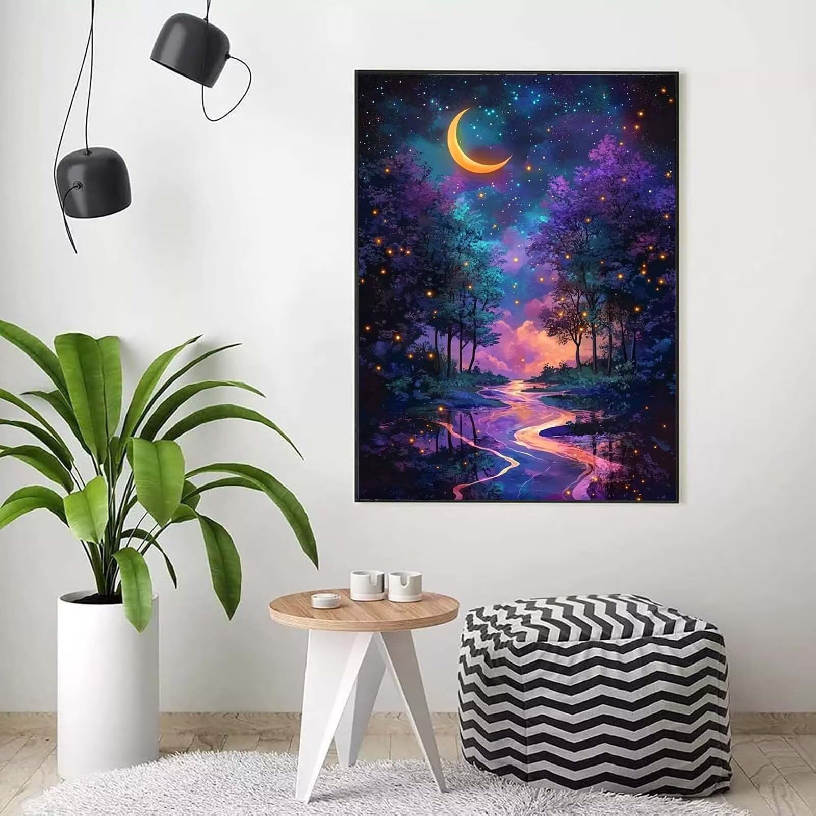 Ciel étoilé Peinture Numero Adulte, Avec Pinceau Acrylique 80x100cm j0-413 | Peinture par Numero Lune-1, Activité Manuelle Adulte Débutants, Tableau Decoration Murale, Cadeau Femme, Sans Cadre