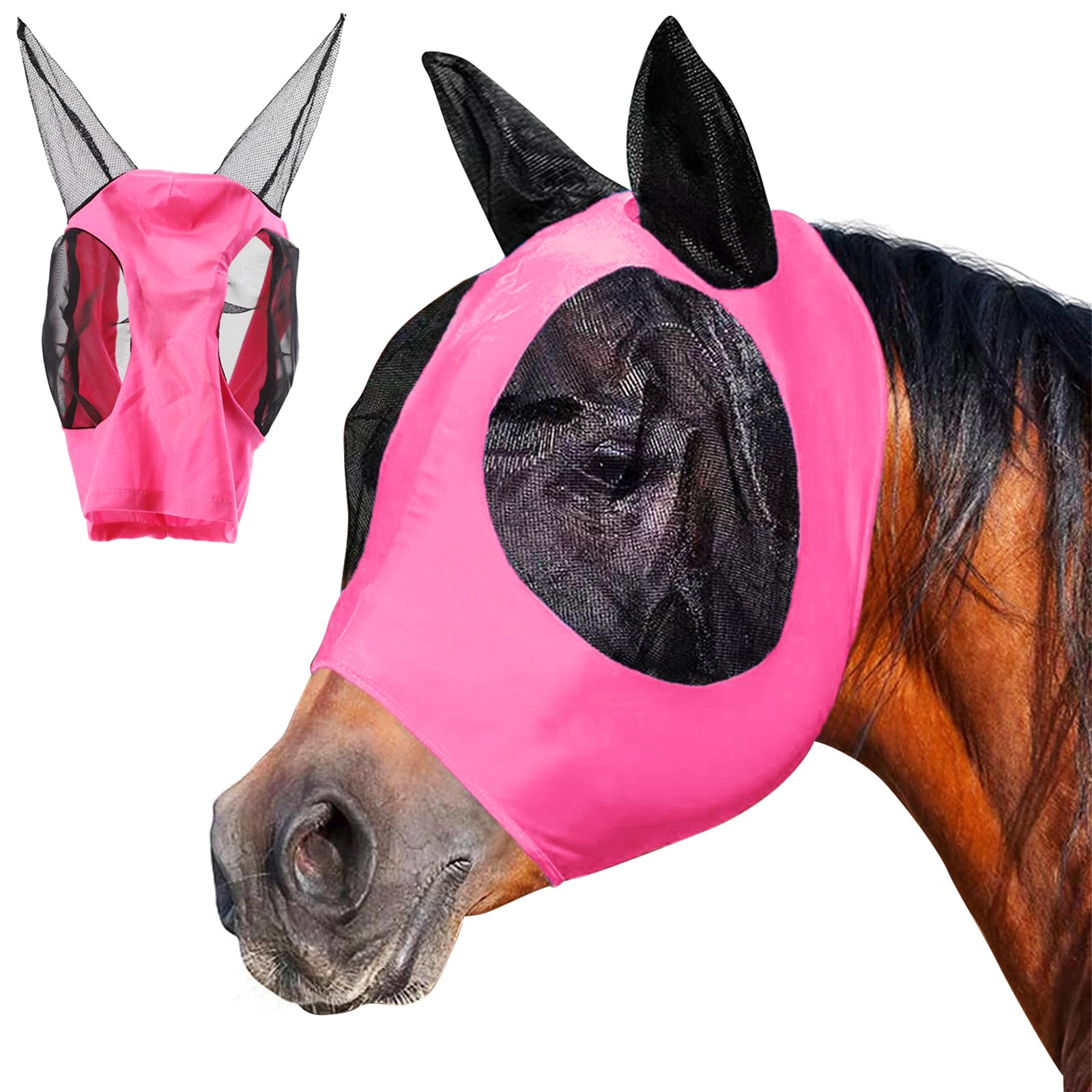 Shires - Vliegenmasker voor paarden met oren (X Full) (oranje