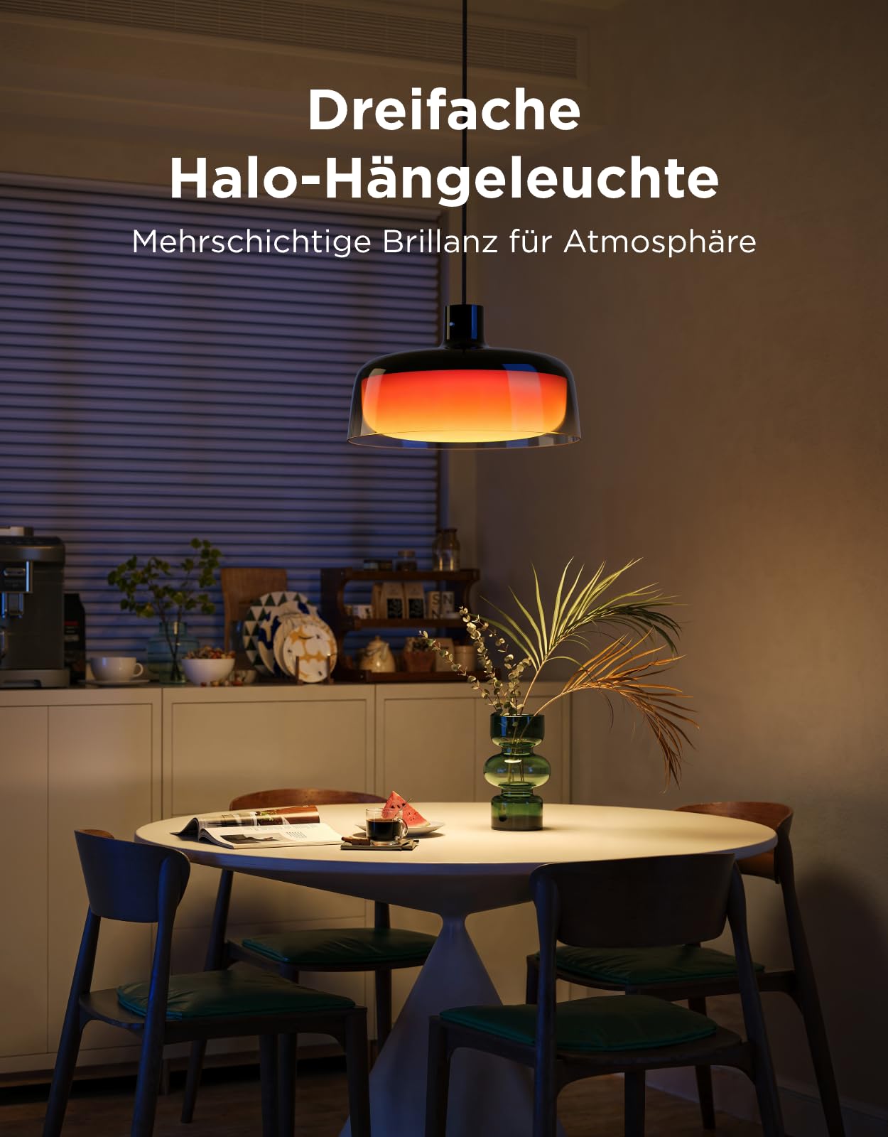 Govee Pendelleuchte, Smart RGBIC und Weißlicht-Hängelampe Esstisch, Drei Lichtringe Segmentierungskontrolle Pendant Light, Dimmable Esszimmerlampe Funktioniert mit Matter für Küche Esstisch