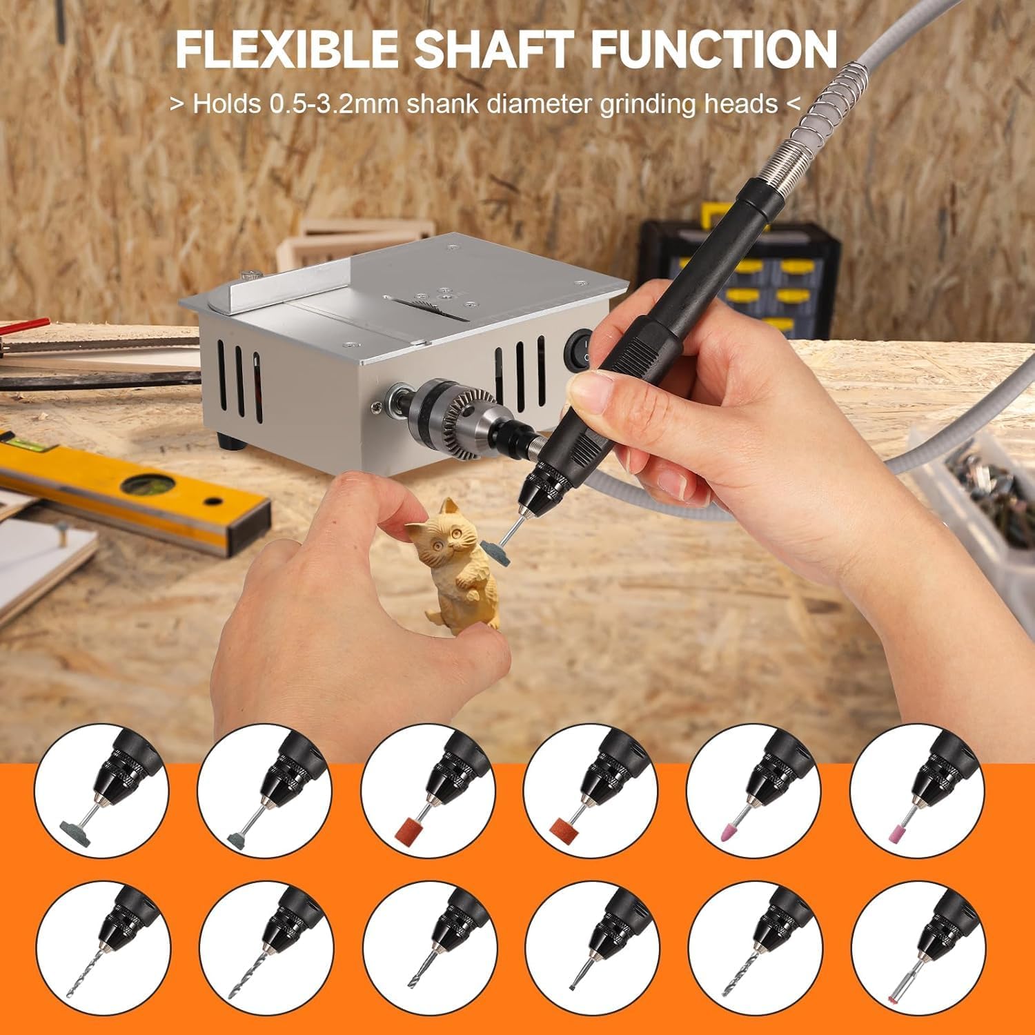 Mini Table Saw, Dual-Motor Control for Cutting, Grinding, Engraving and Drilling with Adjustable Speed and Angle, for Wood, PCB, Acrylic, Plastic Crafts