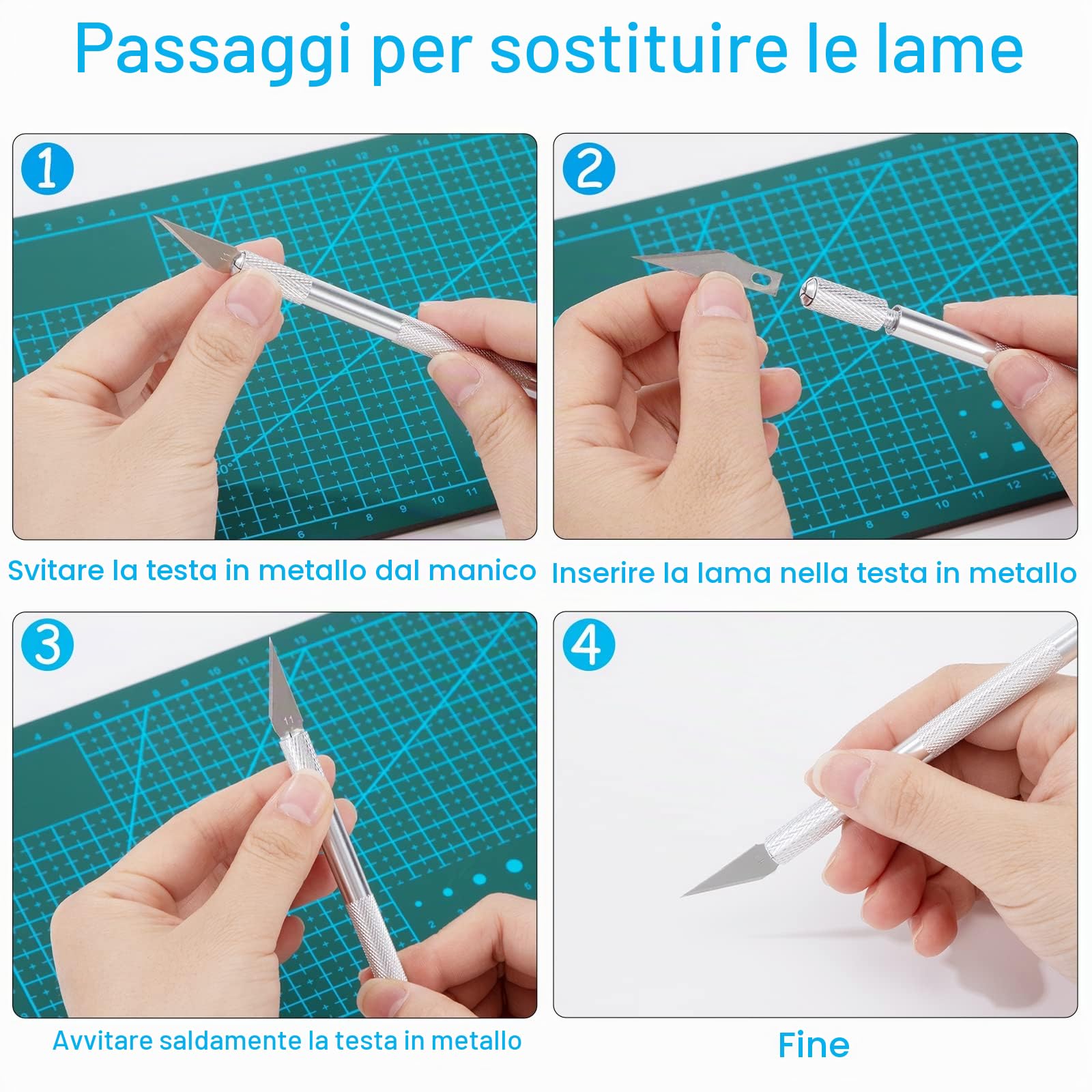 Cutter di Precisione Set, Coltello da Intaglio Artistici con 2 Manici, 90 Lame di Ricambio, Tappetino da Taglio per Hobbistica DIY Scrapbooking Stencil Intaglio Modellismo