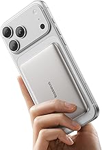 Baseus Picogo AM41 Power Bank, Ultra Slim 5000mAh Magsafe Powerbank, PD 20W Fast Charging, Portable, Mini Magnetic External Battery with USB C Cable for iPhone 17/16/15/14/13/12, Titanium