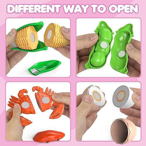 Miniatura 4 de Juego de 94 piezas de alimentos de corte para cocina infantil (45 artículos), comida de juego de simulación con cesta de la compra, accesorios de