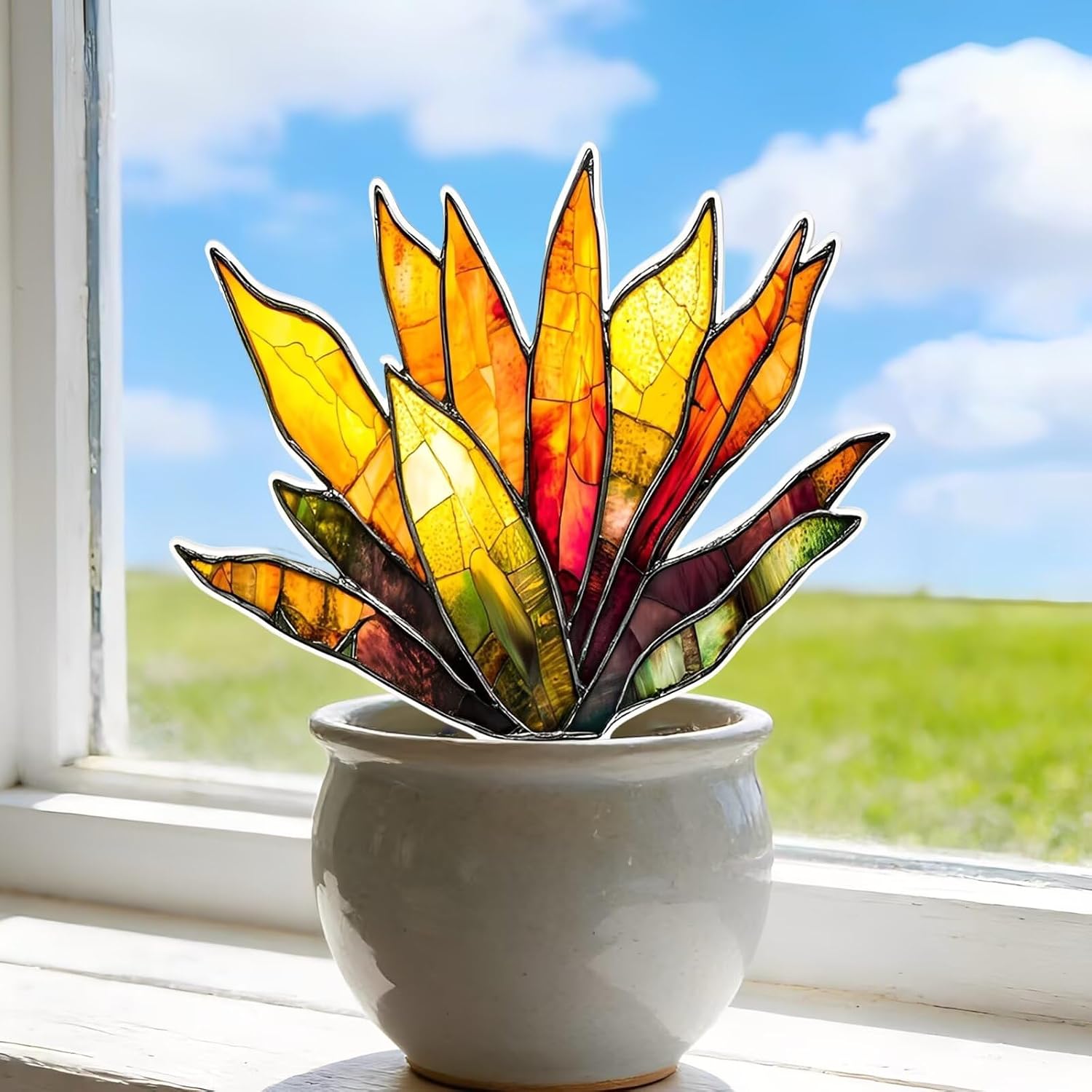 Succulent Acrylic Potted Plant Stake, Decorative Ornament for Indoor/Outdoor Flower Pots, Ideal Gift for Yard & Lawn Landscape Beautification(AB-011)