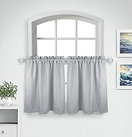 Vista 6 de Aiking Home Cenefas de ventana – 2 paneles de poliéster sólido cenefas de cocina con bolsillo para barra de 2.5 pulgadas para ventanas pequeñas