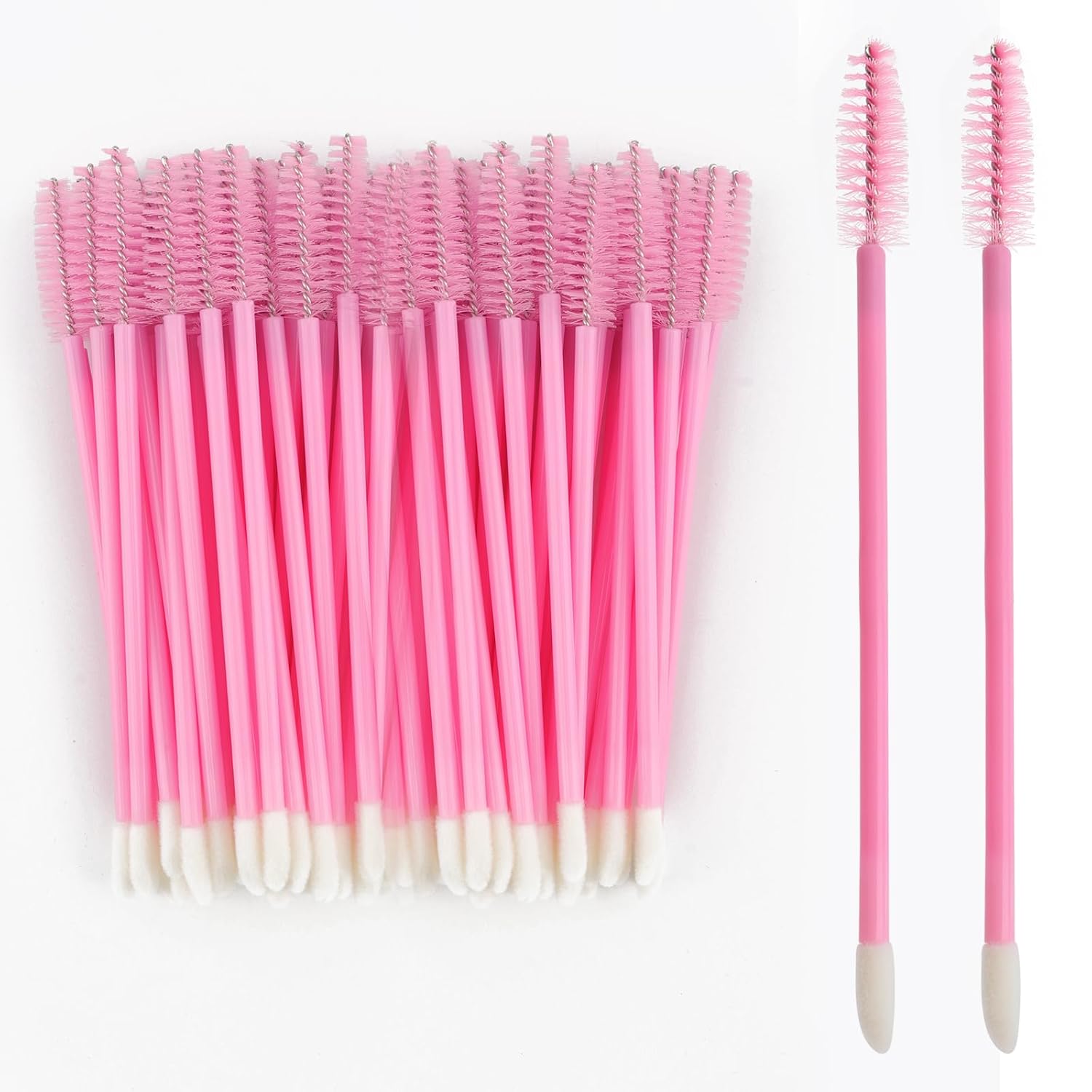 100Pcs Disposable Mascara Wands Spoolie Brush Double-Ended Dual Mascara Brush Spoolie Lip Brush Makeup Grooming Tool (Nylon Black,100)