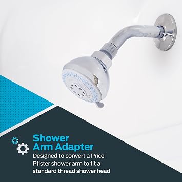 EZ-FLO 1/2 Inch IPS x 1-1/8 Inch Ball Joint Shower Arm Adapter, 20-Thread, Convert Pfister to fit standard shower head, Brass Plumbing Fitting, Chrome, 15060