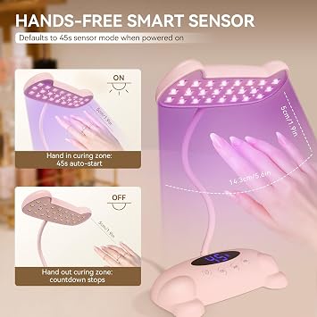 Aoraem Uvネイルランプ ジェルポリッシュ用 オートセンサー&タイマー3個付き ピンク