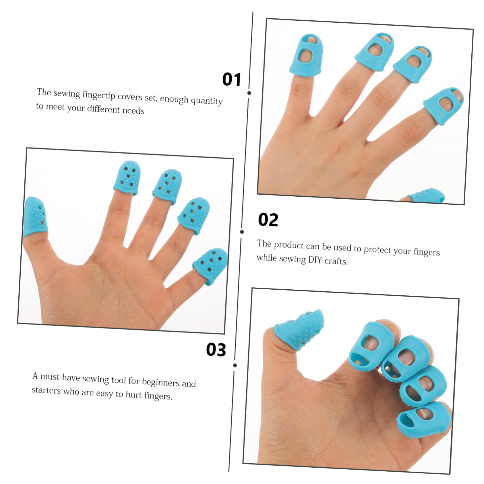 Gogogmee 10Pcs Silicone Nail Protectors for Embroidery Practice Comfortable Finger Covers for Sewing and DIY Crafts Durable and Protective Thimble for Beginners