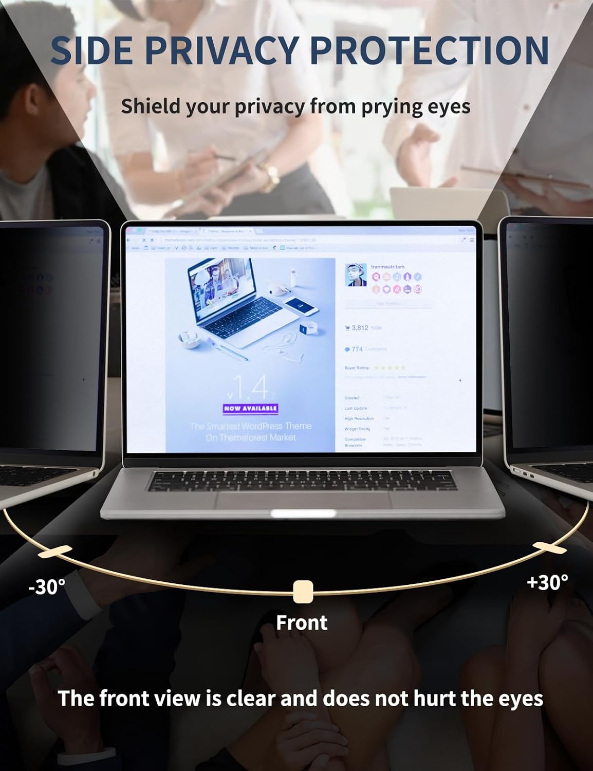 Seorsok 15.6 Inch 360°Laptop Privacy Screen Filter,Anti Peeping Anti Blue Light Anti-Fingerprint Laptop Privacy Protector,Compatible with 15.6" with 16:9 Aspect Ratio HP/Lenovo/Dell/Acer/ASUS