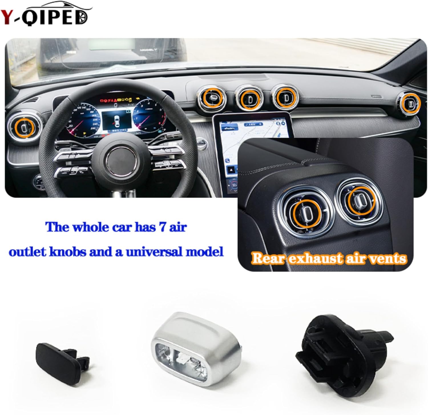 Compatible with Air Conditioning Vent Blade Knob Turbine Outlets Replacement for Mercedes-Benz C Class 2022-2024 C200 GLC 2023 GLC300L GLC260L W206 W254 (Black Cover)