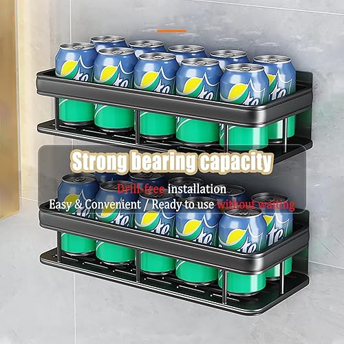 Miniatura 7 de EVALAND Organizador de ducha de aluminio, estantes de ducha adhesivos, paquete de 2 con ganchos y barra para toallas, soporte de pared sin taladro,