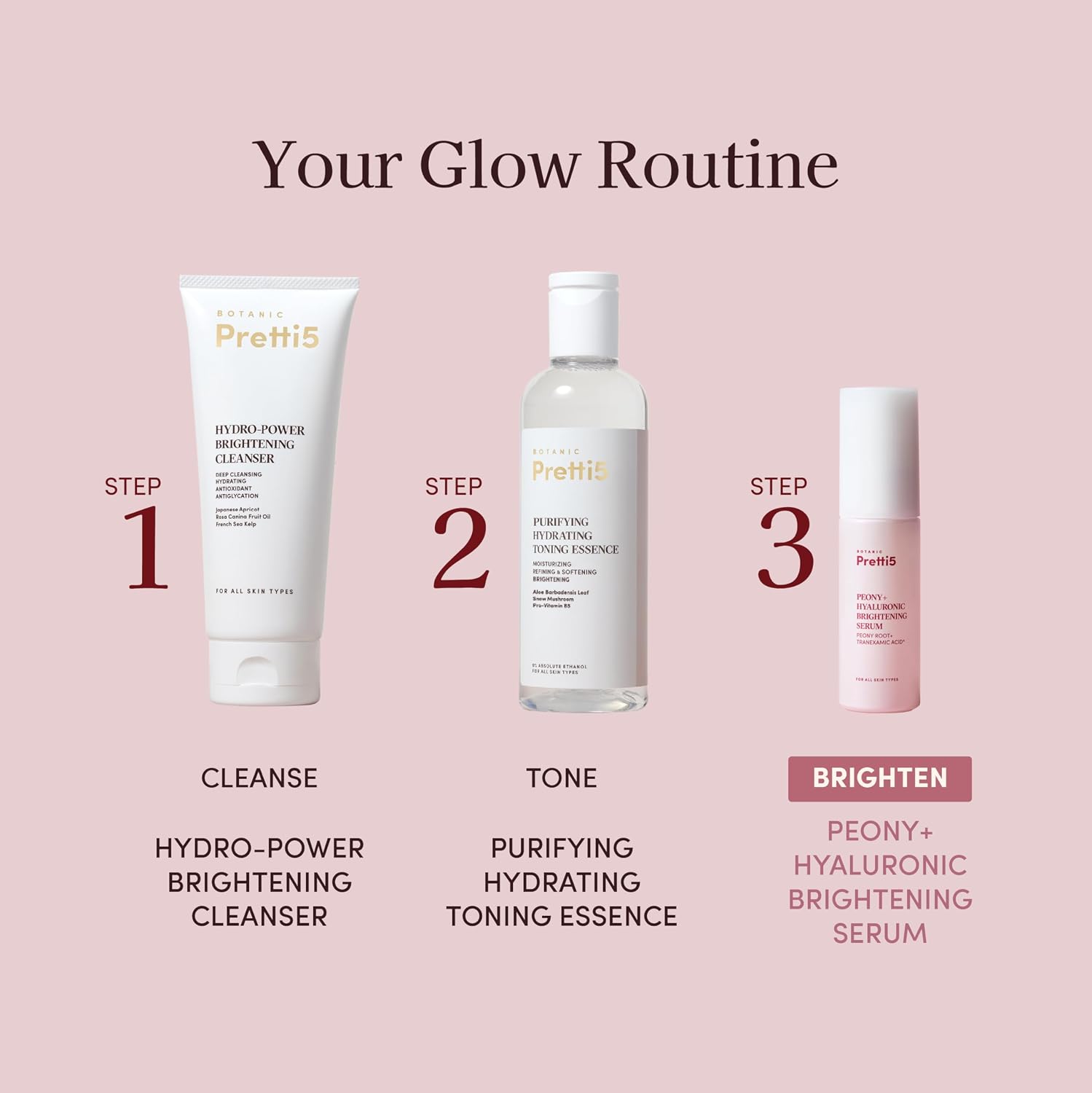 Pretti5 Tranexamic Acid & Niacinamide Brightening Serum – Peony Dark Spot Corrector for Sensitive Skin – Fades Hyperpigmentation & Acne Marks – Made in Japan TCM Vegan Skincare – 30ml