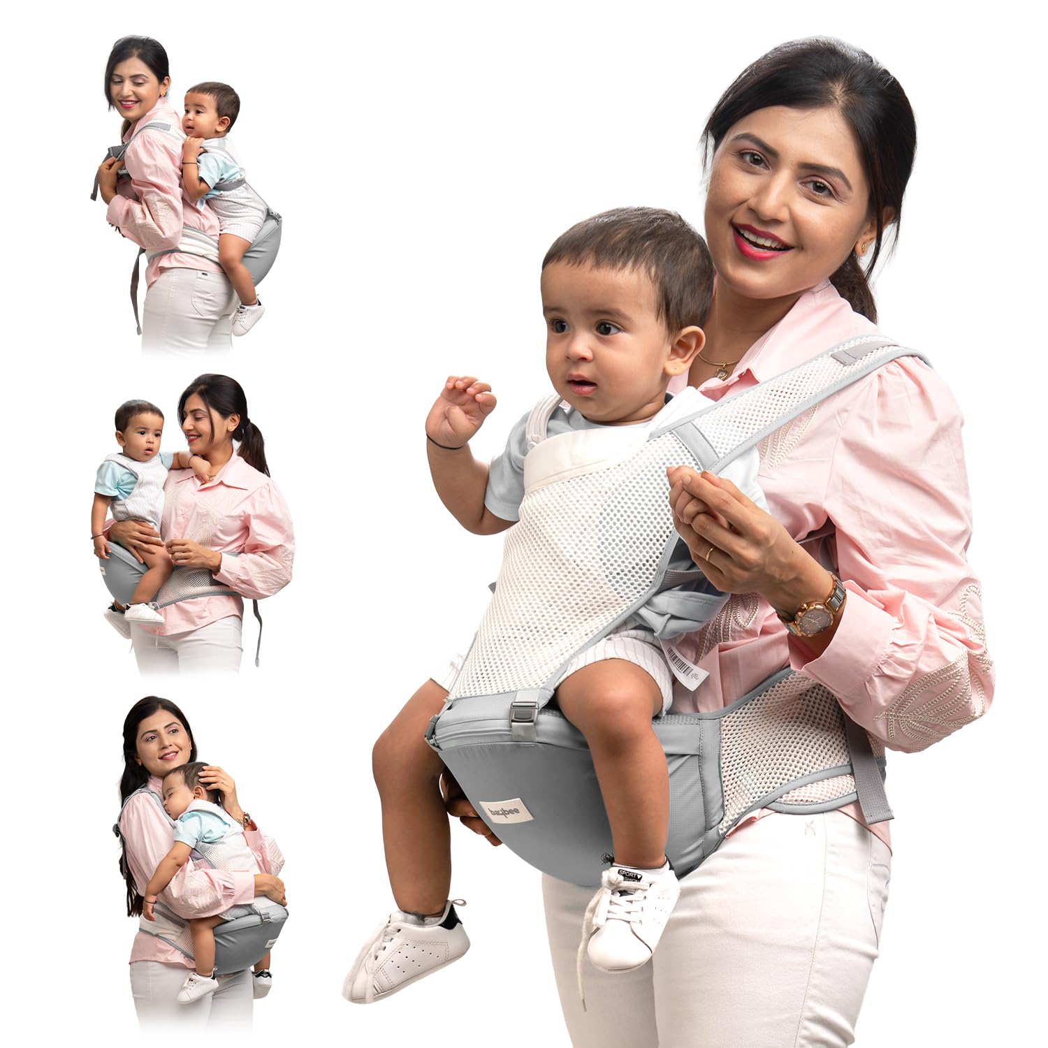 GoodLuck Baybee Flownest Baby Carrier for 0 to 3 Years Baby | Adjustable Baby Carry Bag with 6 Carrying Positions, Breathable Mesh Fabric & Back Support | 30° Inclined Non-Slip Padded Hip Seat Baby Carrier for New Born | Kangaroo Bags for Toddlers (Grey)-image-13