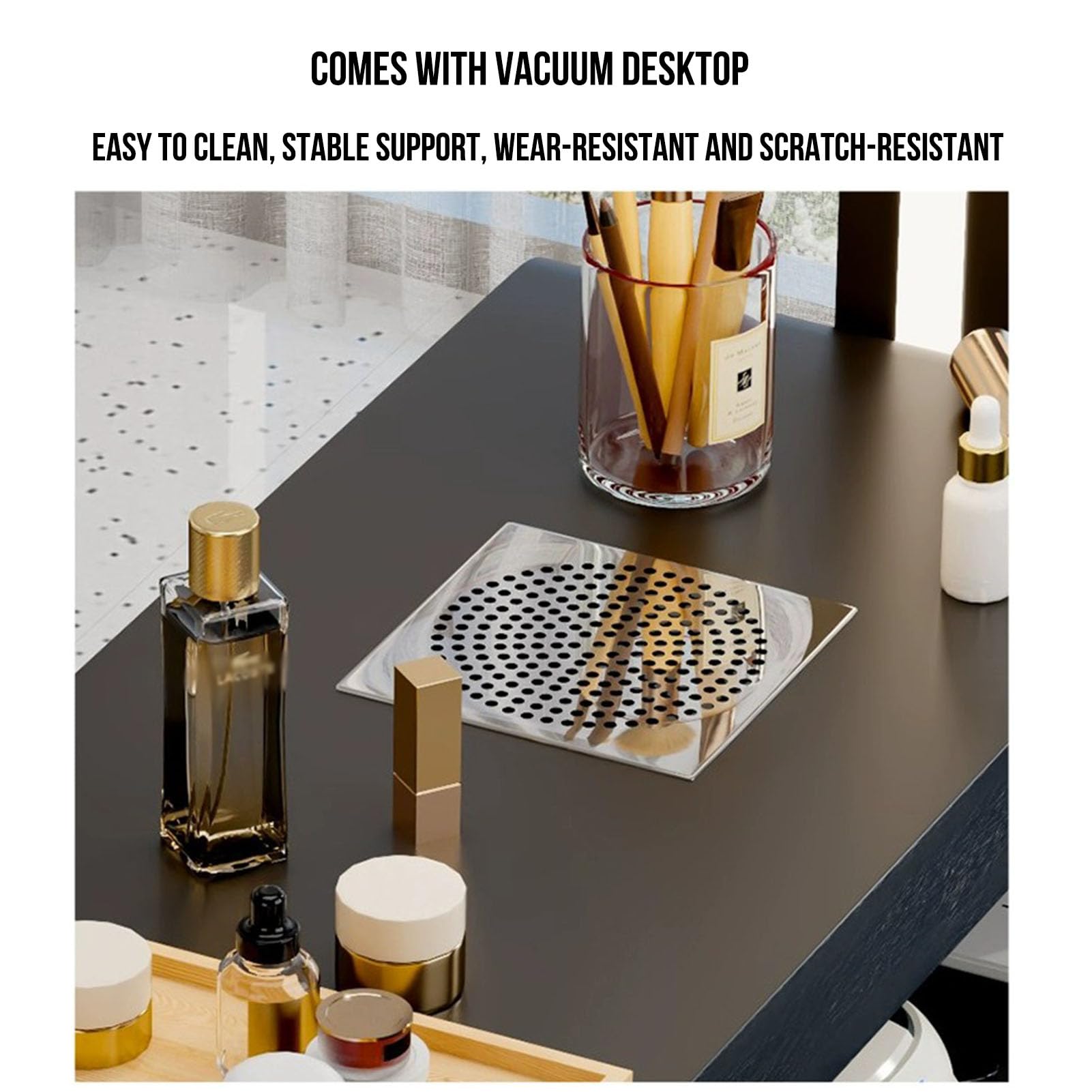 Stazione Tavolo per Manicure e Unghie, scrivania per Salone di Bellezza per Unghie con aspiratore di Polvere e Lampada a LED, postazione di Lavoro per Manicure e Bellezza con cassetti portao