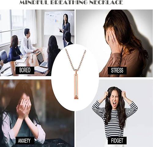 Miniatura 4 de Collar de acero inoxidable para la ansiedad, artículos para aliviar la ansiedad, collar de respiración consciente, collar de cambio para ansiedad,