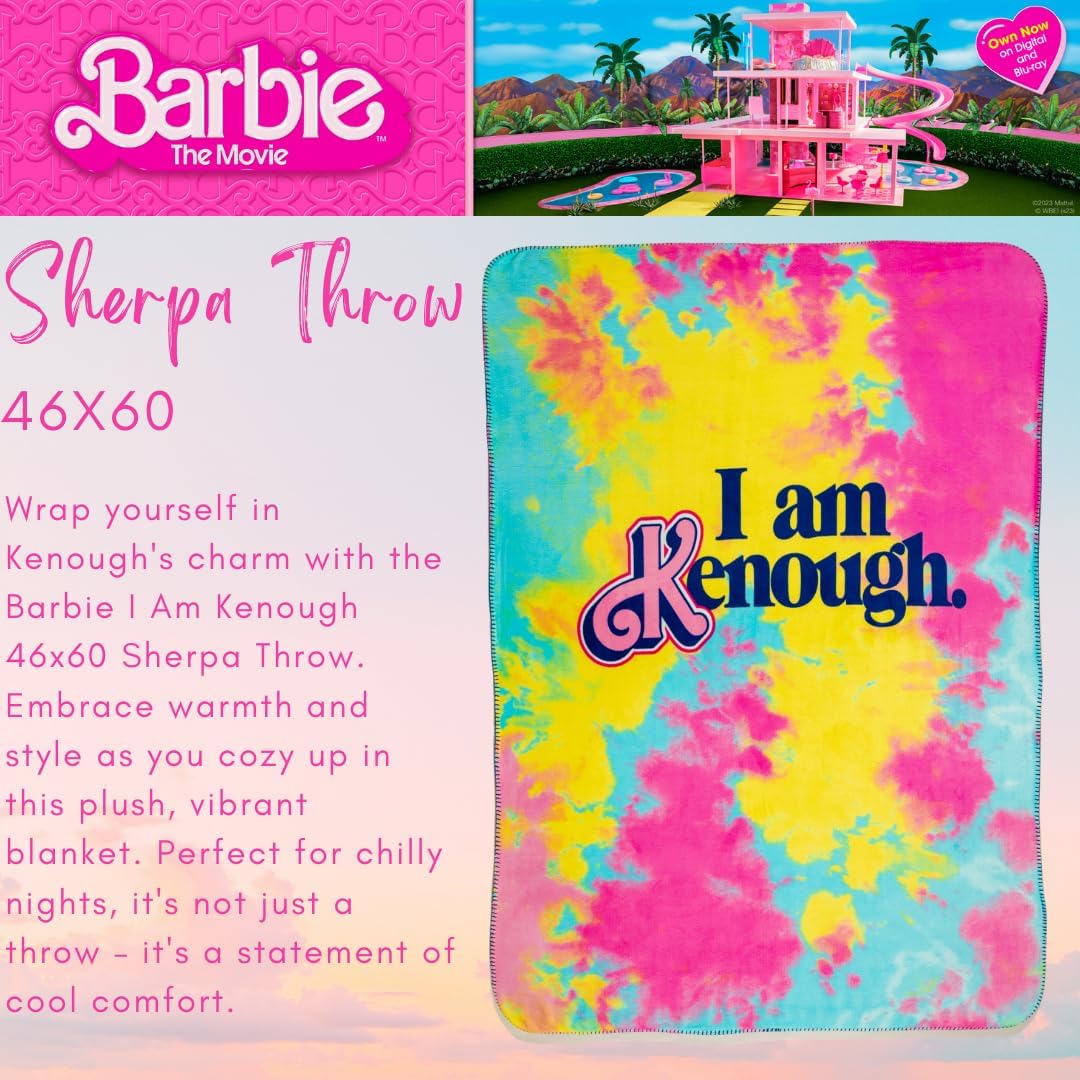 Franco Collectibles Barbie Movie Kenough Bedding Super Cozy Sherpa Throw Blanket, 46 in x 60 in, (100% Officially Licensed Product) by Franco image 3