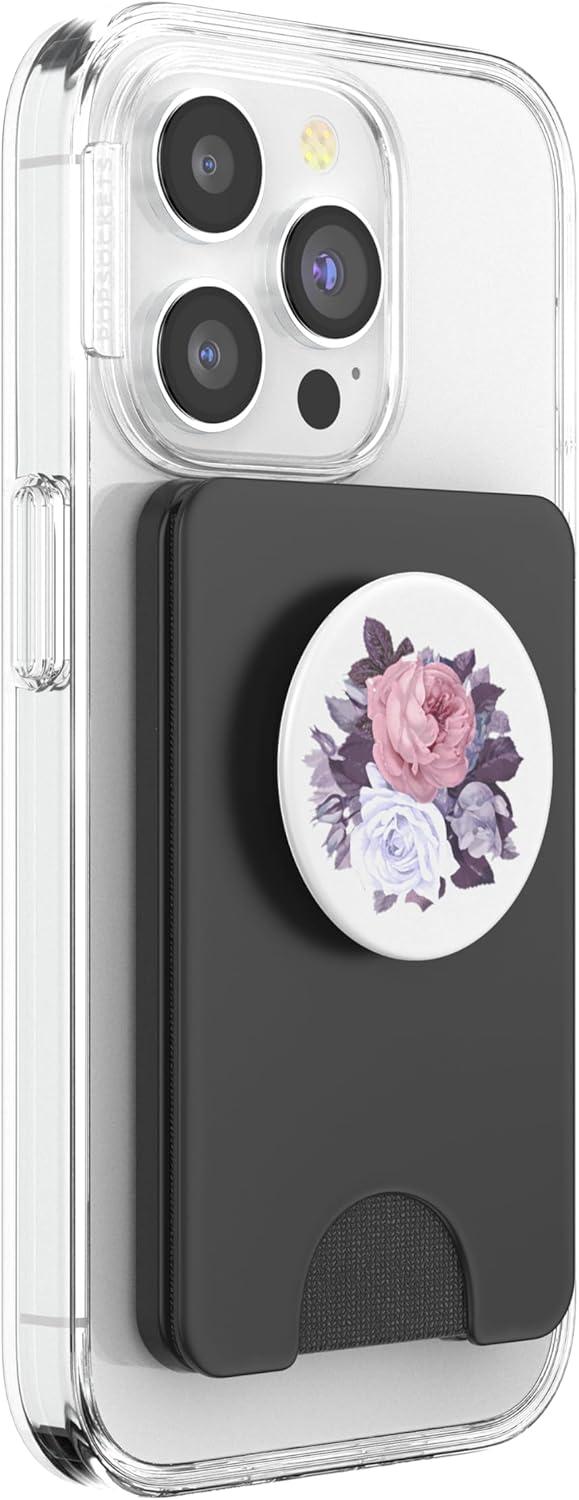 Floral Print Purple Pink White. Flower Design PopSockets PopGrip: Swappable Grip for Phones & Tablets PopSockets PopWallet for MagSafe