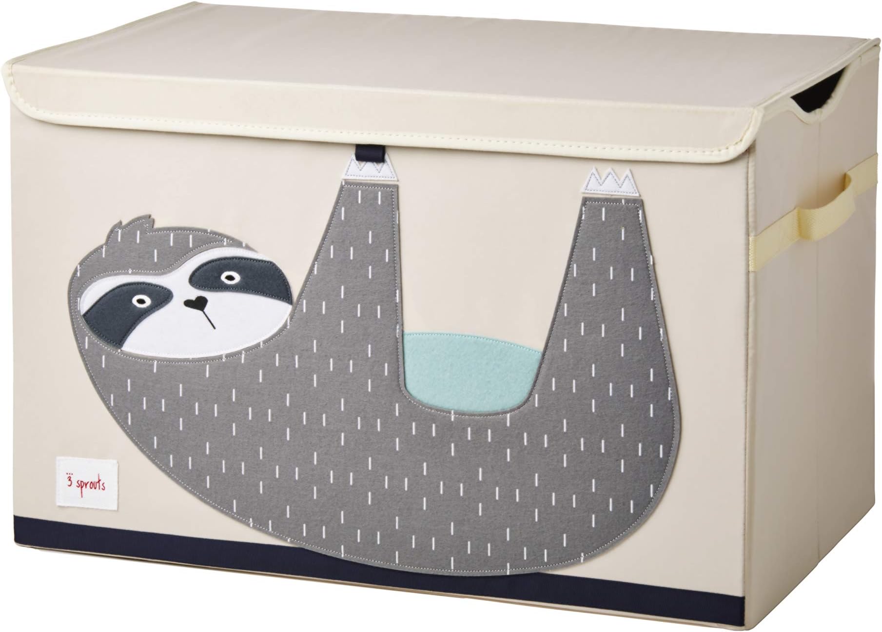 3 Sprouts Large Toy Chest with Lid and Handles - Sturdy Toy Box Storage Organiser for Boys & Girls, Spacious Collapsible Fabric Toy Chest Storage Box, Sloth