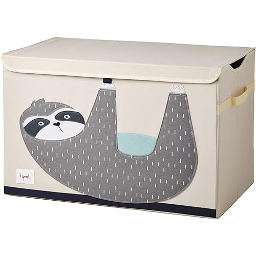 3 Sprouts Kids Toy Chest - Storage Trunk for Boys and Girls Room, Sloth
