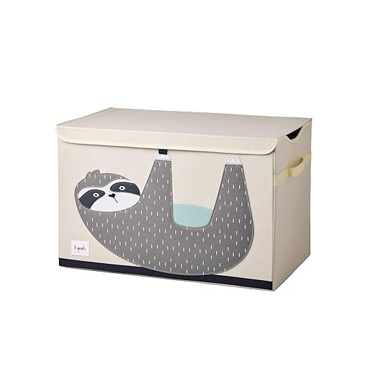3 Sprouts Large Toy Chest - Sturdy Kids Collapsible Toy Box with Lid and Handles for Boys & Girls - Playroom Storage Organizer, Toy Bin, Coffre à Jouets, Sloth