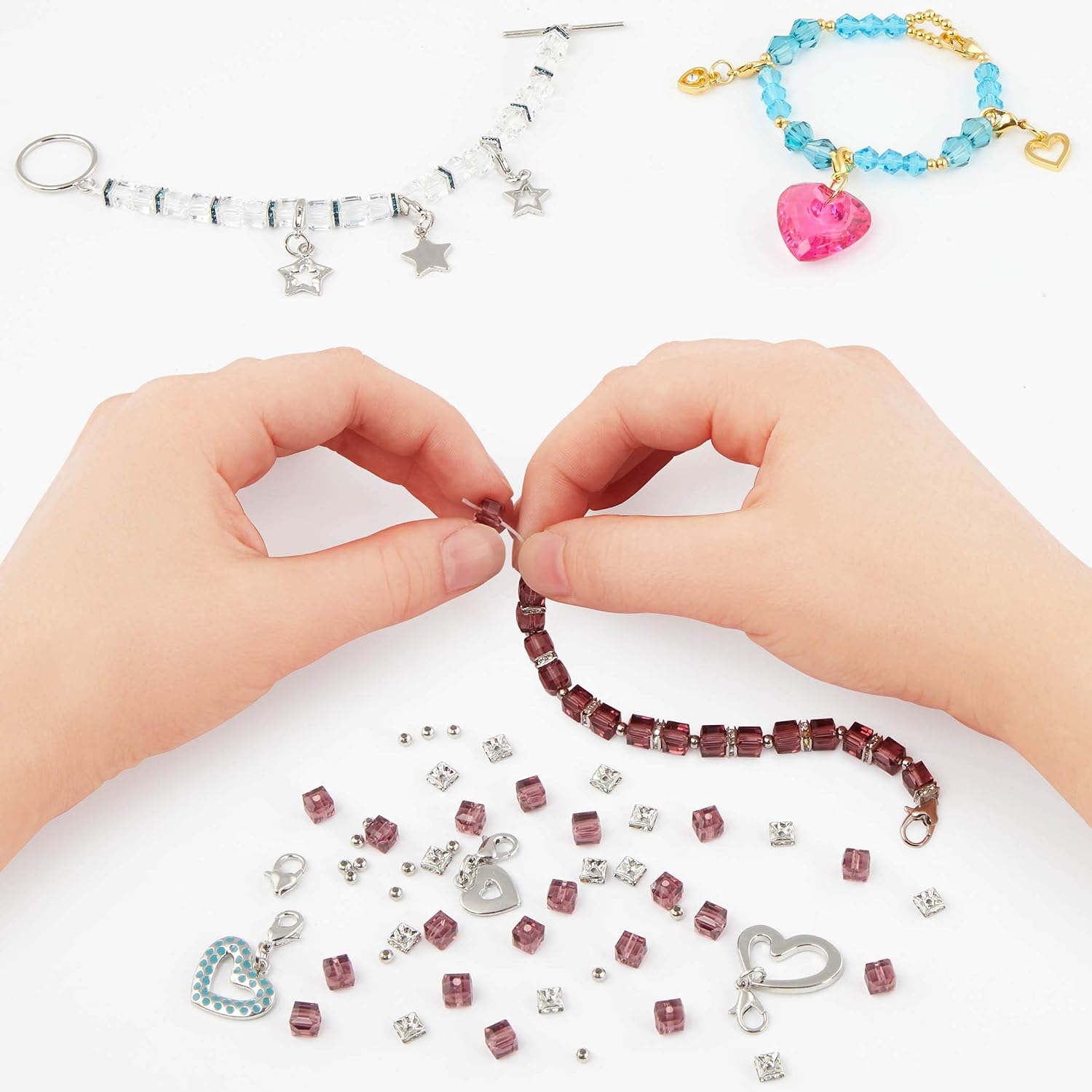 Craftabelle – Sparkle and Charm Creation Kit – Bracelet Making Kit – 141pc Jewelry Set with Crystal Beads – DIY Jewelry Sets for Kids Aged 8 Years +
