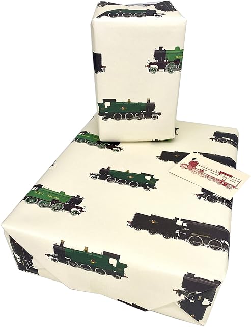 Trains Wrapping Paper, 4xMulti Pack & Tags, Steam Train, gift wrap for Christmas Train Wrapping Paper, Birthdays, All Occasions