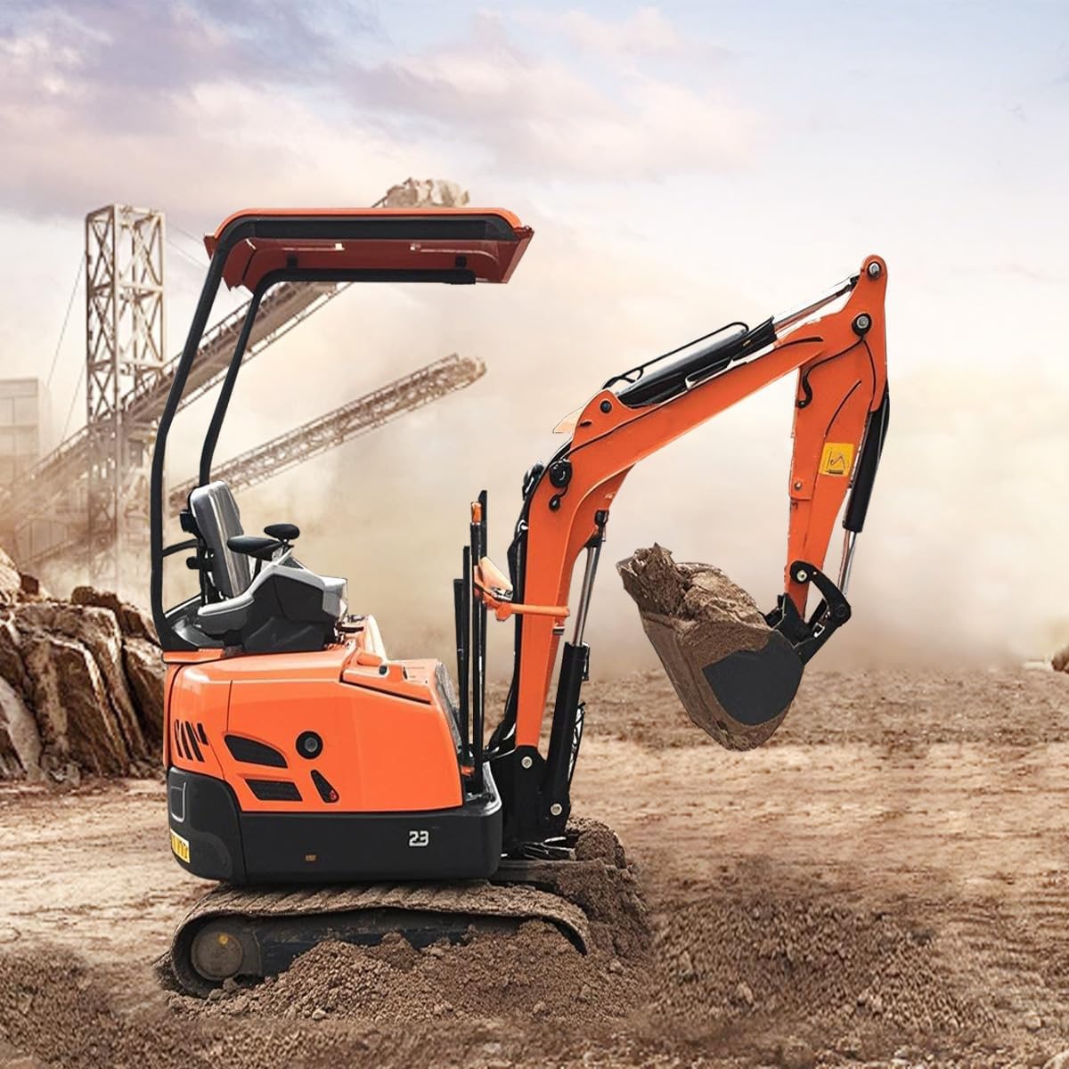 2000lbs Mini Excavator Small Excavator with Backhoe Thumb for Garden, Farm, Park, Road Micro Trench Digger Crawler, US Stock, Gasoline EPA