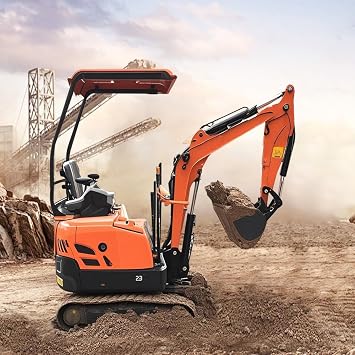 2000lbs Mini Excavator Small Excavator with Backhoe Thumb for Garden, Farm, Park, Road Micro Trench Digger Crawler, US Stock, Gasoline EPA