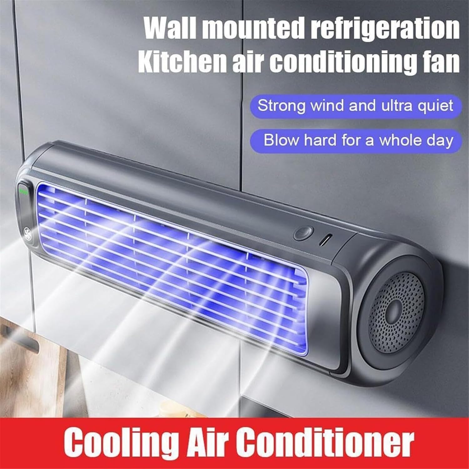 Wall Mounted Air Cooler – 3-Speed Portable Conditioning Fan For Kitchen, Cooling Refrigeration Unit, For Home & Office