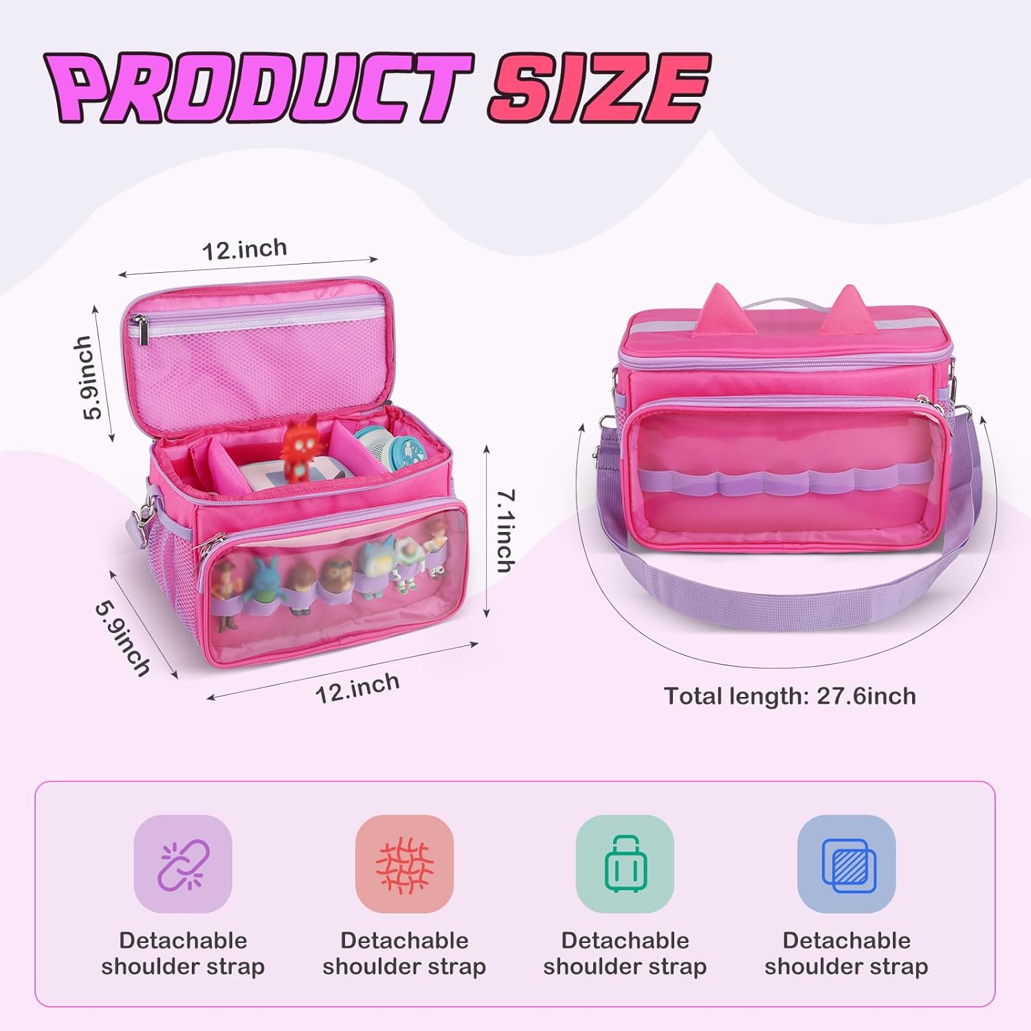 Sun3drucker Carrying Case for Toniebox 2/1,Carrying Travel Bag for Toniebox Starter Set and Tonie Figures, Toniebox 2 Audio Player Bundle Portable Storage Bag (Rose)
