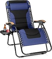 Vista 16 de PHI VILLA Silla XXL de Gravedad Cero Acolchada de Tamaño Extra Grande, Silla Reclinable Plegable para Patio, Asiento de 30 Pulgadas de Ancho