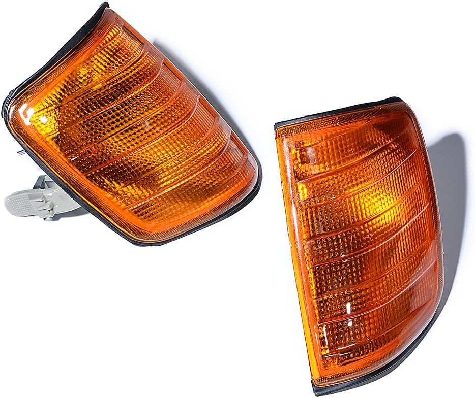 Astra Depot Front Left Right Turn Signal Marker Parking Light Cover Amber Lens Replacement for 1985-1995 Mercedes W124 E-Class Driver Passenger Sides