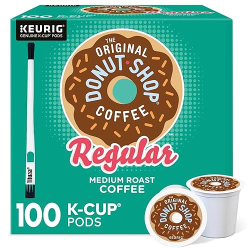 Donut Shop Classics - Café regular original, paquete de 100 K-Cups con cepillo de limpieza de café Tituaa (100 K-Cup)