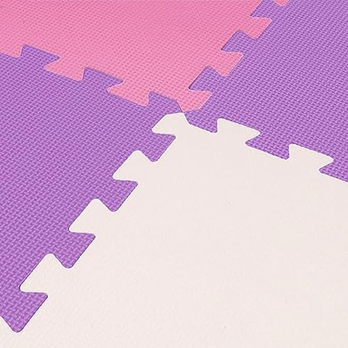 Vista 47 de BalanceFrom Paquete de 36 tapetes de espuma EVA entrelazados de 12 x 12 pulgadas, rosa/púrpura/beige, suelo de rompecabezas antideslizante de 0.4
