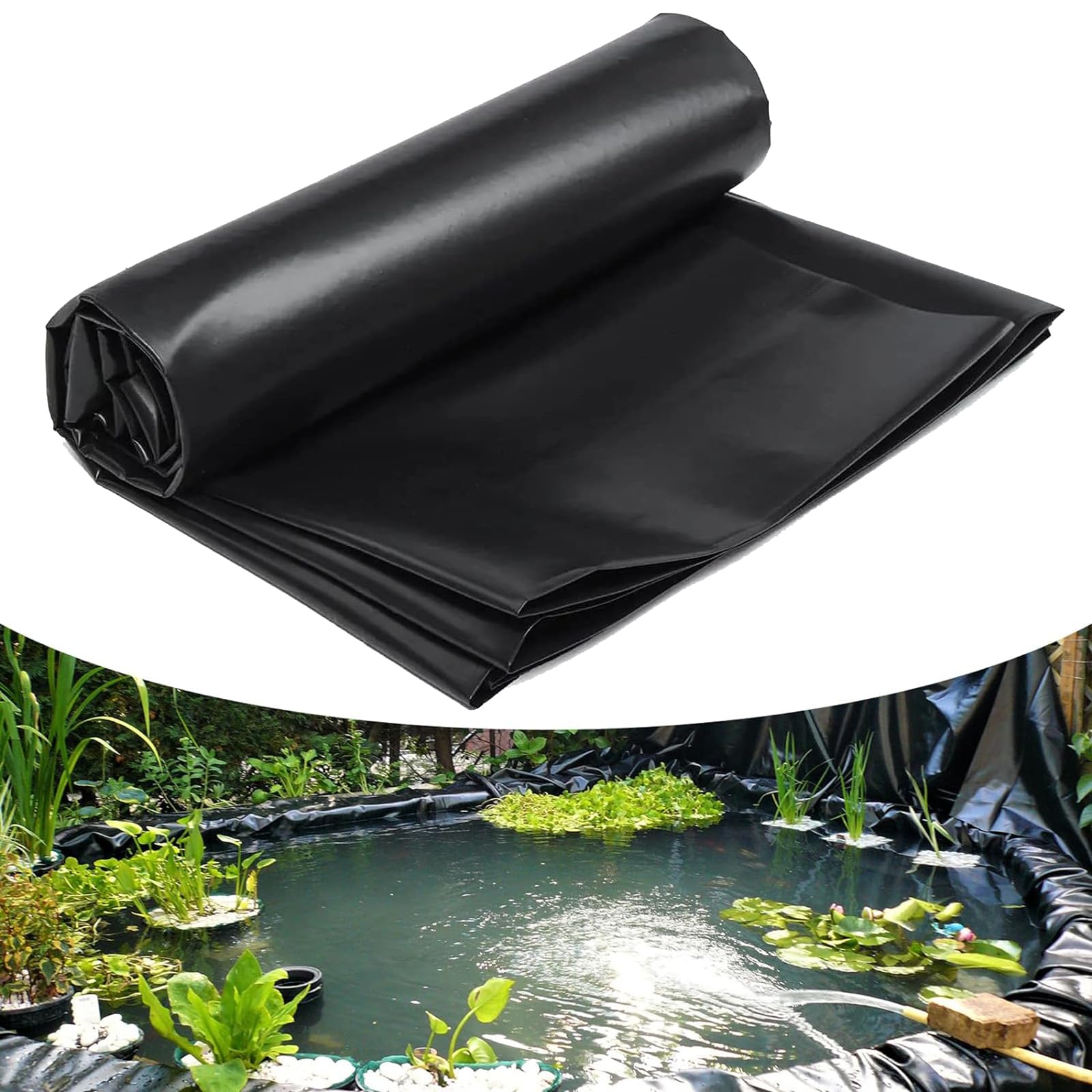 Telo in HDPE per laghetto, 7x13 m, Spessore Elevato, Ideale per laghetti per Pesci, laghetti per Koi, fontane e cascate. Rivestimento Impermeabile Nero, Resistente e con Protezione UV.