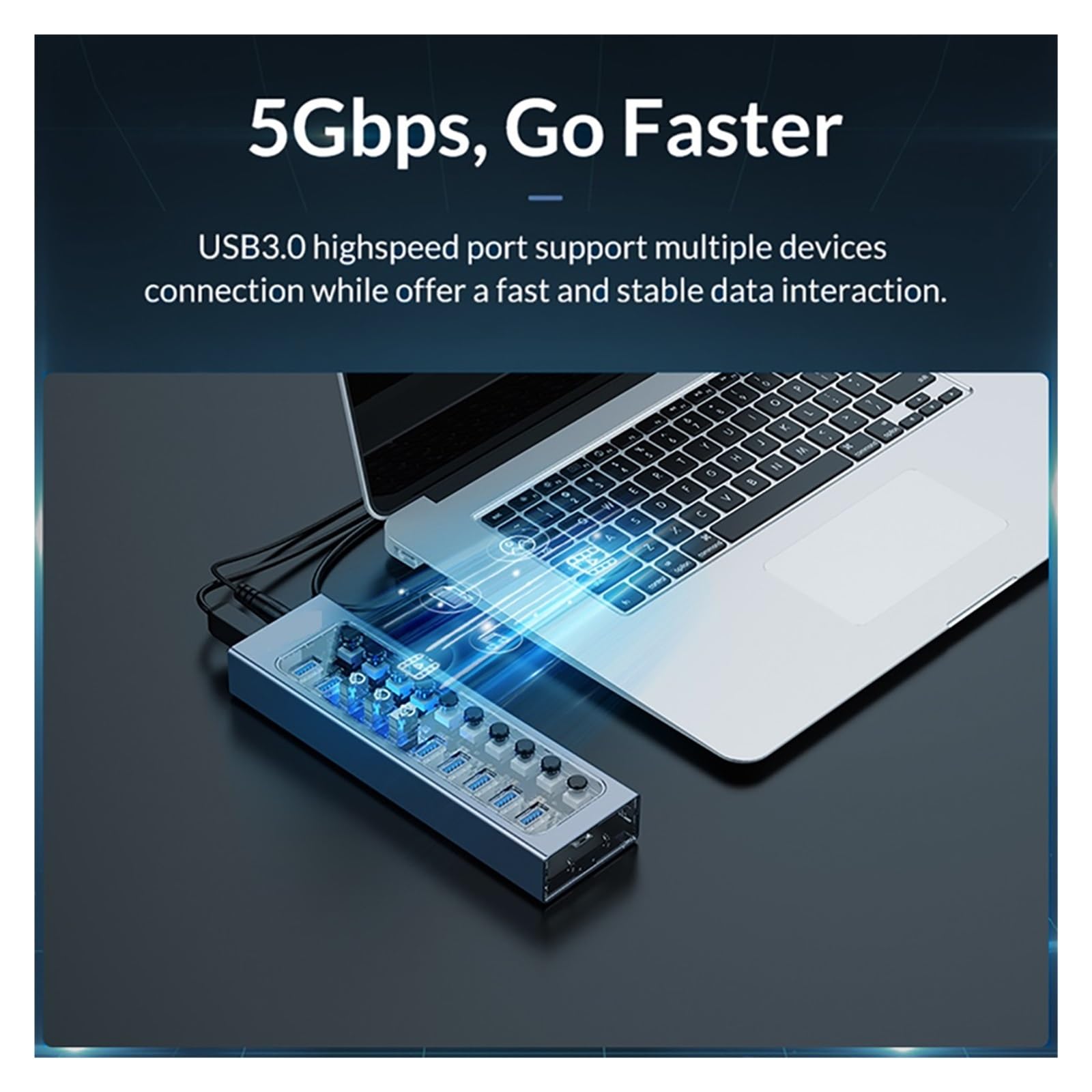 Industriale 7/10/13/16 Porte USB 3.0 Hub Espansione Multipla Splitter For Prese On/Off Interruttore A Chiave Dock Caricatore Adattatore Di Alimentazione Capacità Di Ricarica Rapida(16 USB)