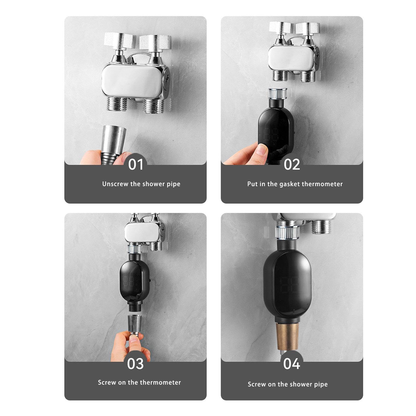 Soffione doccia impermeabile Display termico Display della temperatura Piccoli sensori Raccordo in acciaio Facile da installare per il bagno domestico Soffione doccia con temperatura