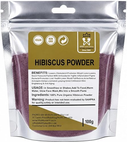 Hibiscus Powder – Natural Plant-Based Superfood Powder for Smoothies, Teas & Wellness Recipes – 100g