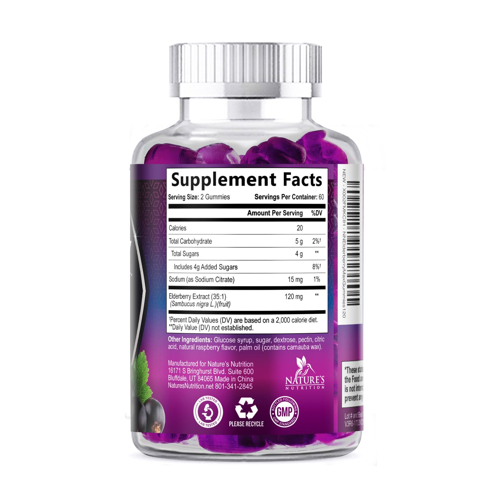 Elderberry Gummies 120mg - 3X Strength Black Elderberry Extract Sambucus Nigra Vitamin Supplement - Natural Daily Immune Support Gummy Adults & Kids Ages 4+ Love - Delicious Berry Flavor - 120 Gummies — Amazon image 9