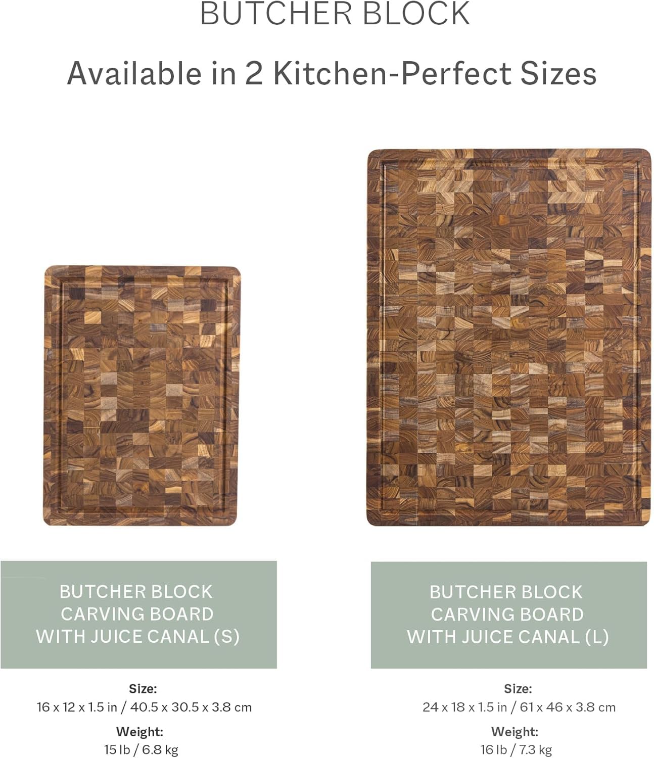 Teakhaus Butcher Block Schneidebrett Holz mit Saftrille extra dick | 52 x 36 x 6,4cm | FSC zertifiziertes, robustes Stirnholz Schneidebrett | Dickes Teak-Holzbrett Küche für glatte saubere Schnitte