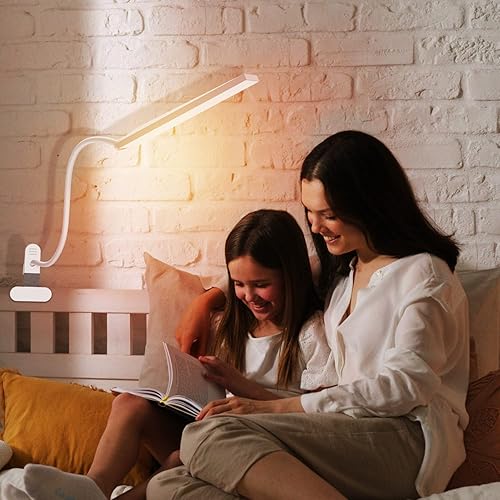 Miniatura 7 de RAOYI Lámpara de escritorio LED, clip USB de 5 W, lámpara de mesa con abrazadera de lectura para cuidado de los ojos con 48 LED cuello de cisne