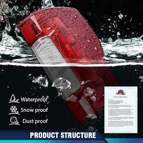 Miniatura 117 de PIT66 Luces traseras, compatibles con Ford F150 2009 2010 2011 2012 2013 2014 Conjunto de luces de freno traseras izquierda y derecha, lente roja